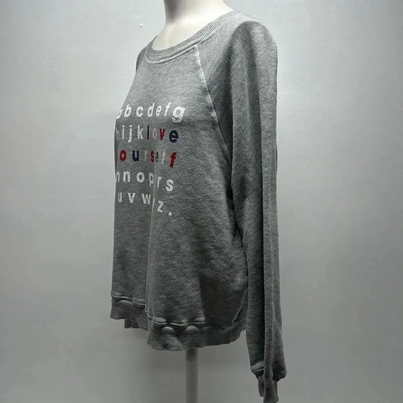 Wildfox Sweatshirt Crewneck Long Sleeve Alphabet Love Yourself Grey Size Small - Picture 6 of 8